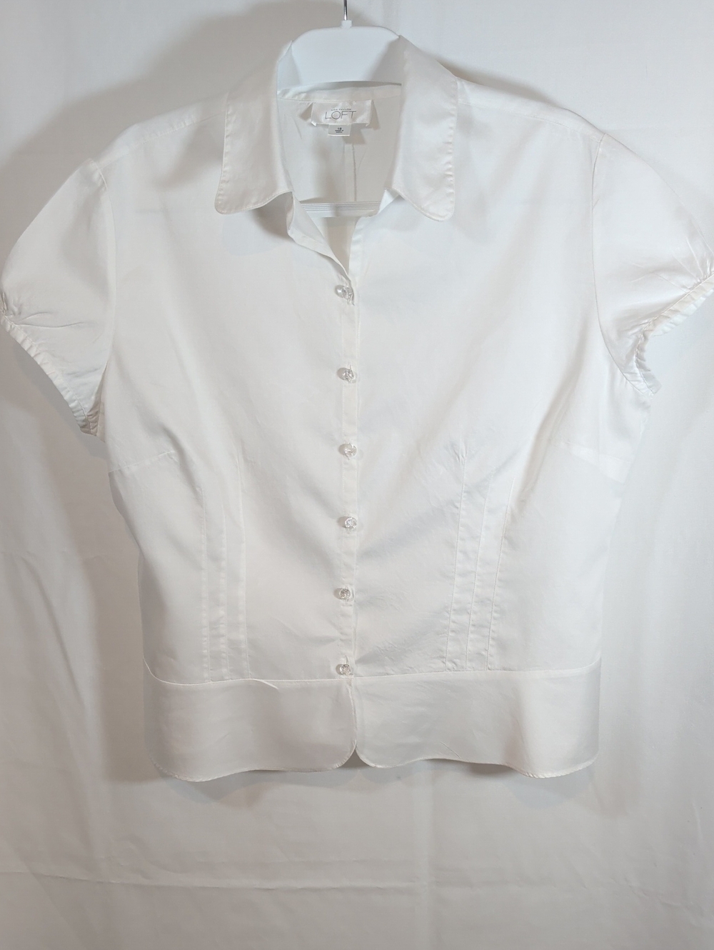 LOFT White Short Sleeve Button Down Blouse